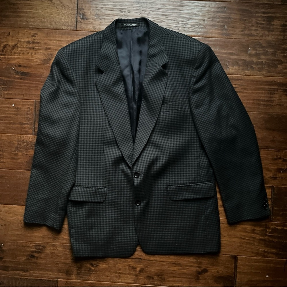 JACOBSON'S Mens Houndstooth 100% Wool USA Blazer Sport Coat Suit Jacket